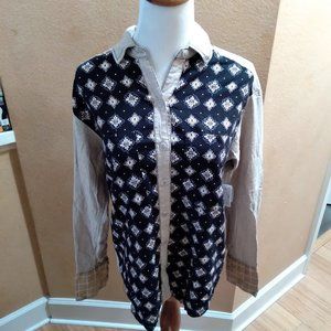 Free People We The Free Button Down Long Sleeve Snowflake Star Print - Small NWT